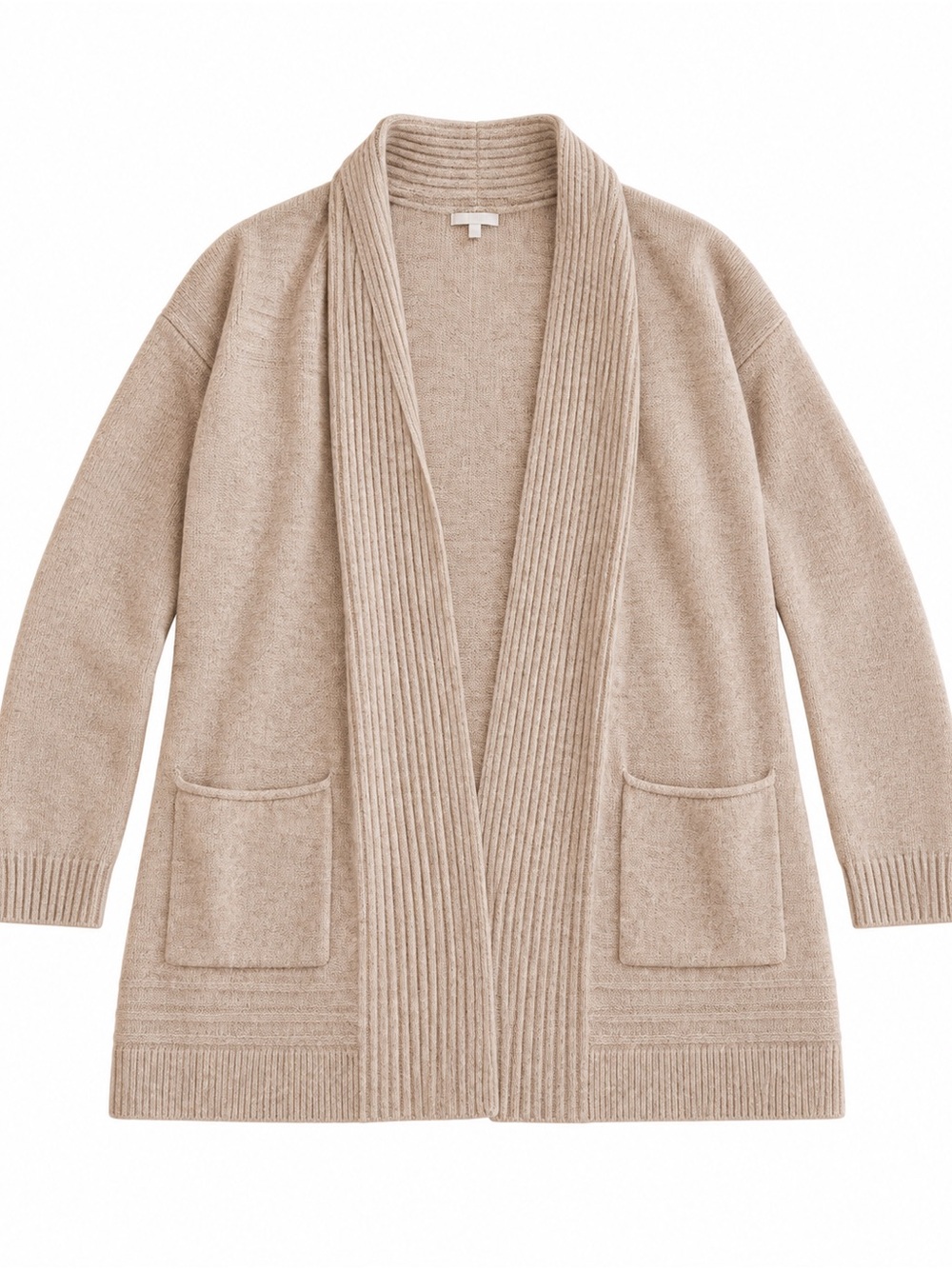 Cozy Shawl-Collar Open Cardigan in Beige